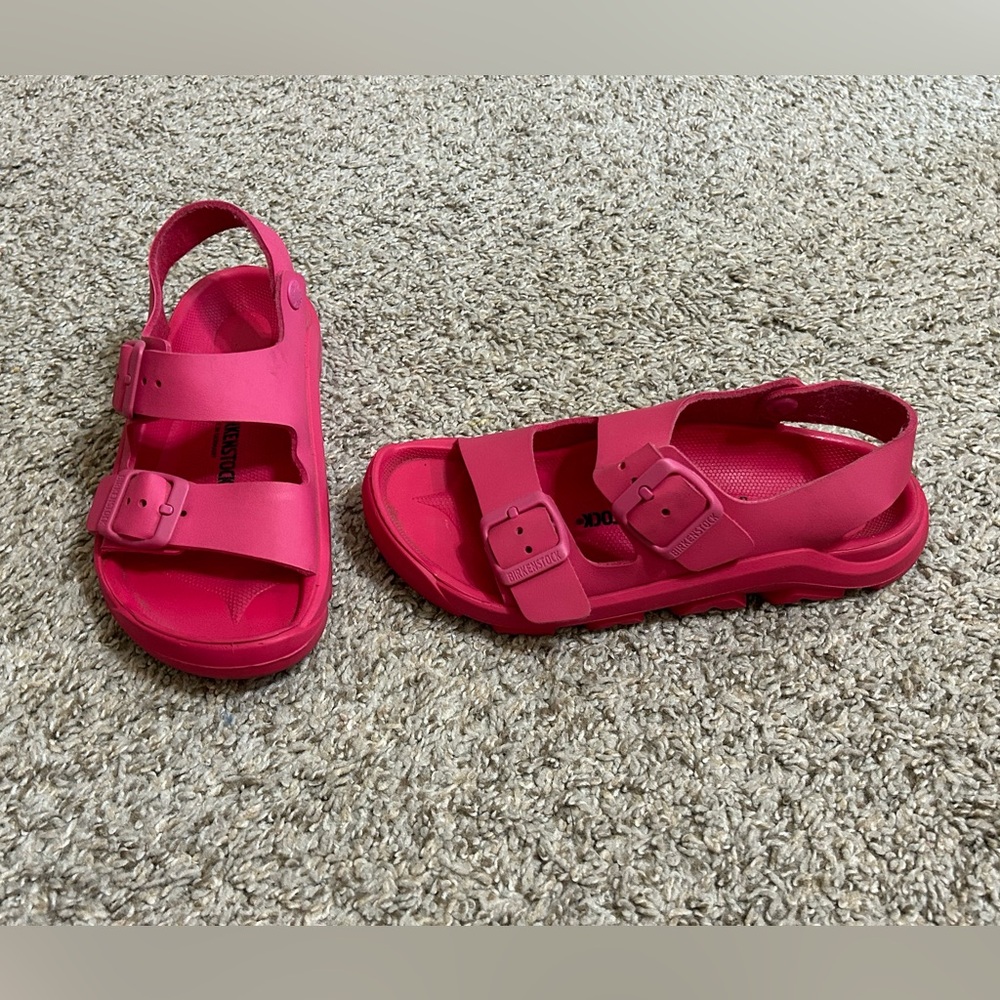 Kids Birkenstock Hot Pink Sandals Mogami Birko-Flor Sandal Tulip Backstrap L2 33